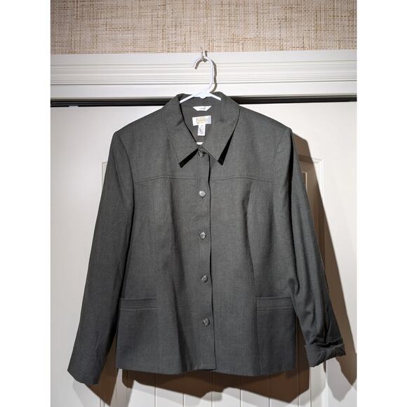 Vintage Talbot's Army Green Button Front Lined Wool Stretch Blazer Womens Sz 16 - Picture 11 of 11